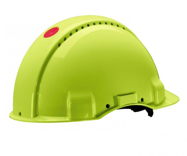 3M G3000 Schutzhelm G30DUV in Neongrün, belüftet, mit Uvicator, Pinlock und Lederschweißband, VE: 20 Stück, 7000108295