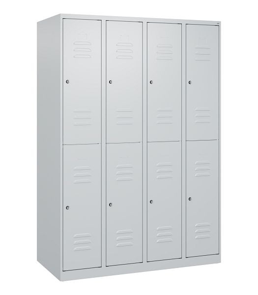 C+P Doppelstöckiger Spind Classic PLUS, 4 Abteile, 1700x1200x500mm, 7035/7035, Zylinderschlösser, 0803007-40 S10021