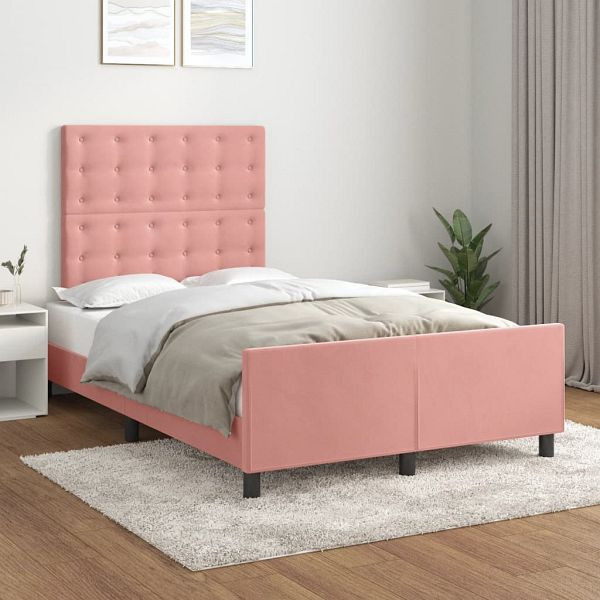 vidaXL Bettgestell mit Kopfteil Rosa 120x190 cm Samt, 3270607