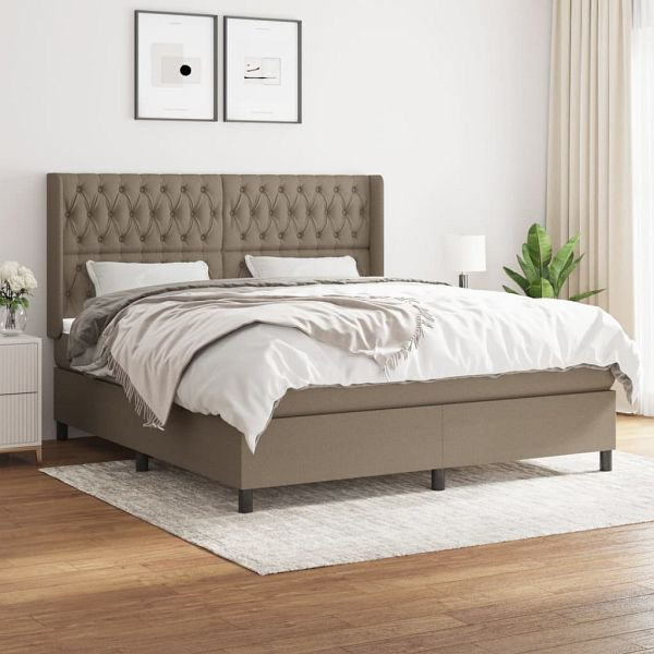 vidaXL Boxspringbett mit Matratze Taupe 180x200 cm Stoff, 3131693