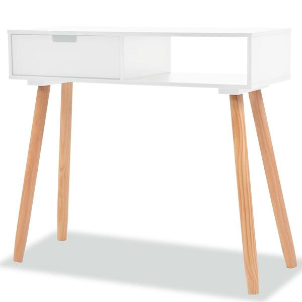 vidaXL Konsolentisch Kiefernholz Massiv 80 x 30 x 72 cm Weiß, 244737