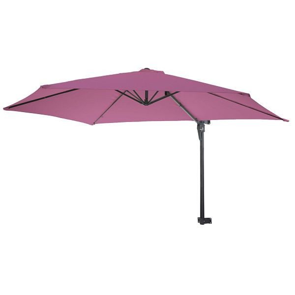Mendler Wandschirm Casoria, Ampelschirm Balkonschirm Sonnenschirm, 3m neigbar, Polyester Alu/Stahl 9kg, lavendel-rot, 76503