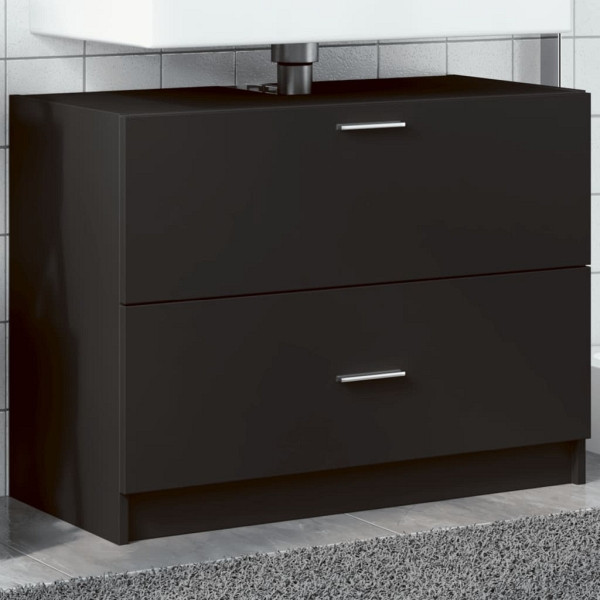 vidaXL Waschbeckenunterschrank Schwarz 78x37x59 cm Holzwerkstoff, 848116