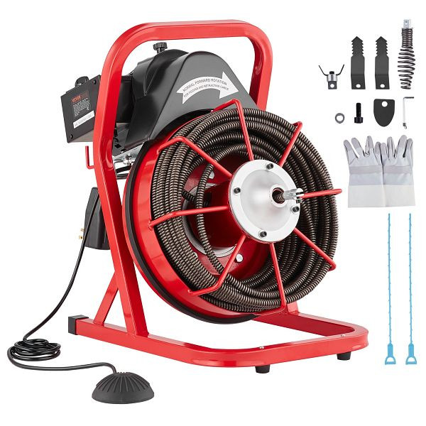 VEVOR Rohrreinigungsmaschine Rohrreinigungsgerät Manuelle Zufuhr 22,86mx12,7mm, SDJJKLSGDSTJGDO6AV2