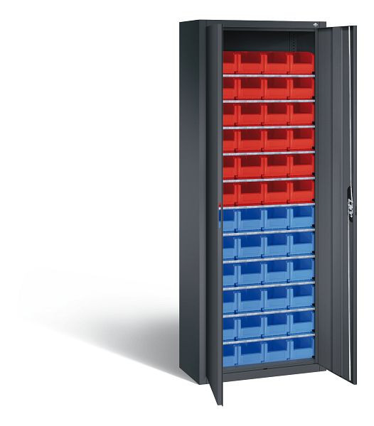 C+P Magazinschrank Serie 13, H1980xB700xT300mm, Farbe: Schwarzgrau, Muldengriff, 133113-21 S10040