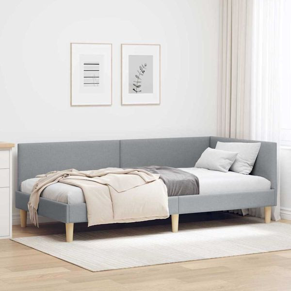 vidaXL Eckbettgestell Sonstiges mit Kopfteil Hellgrau 80 x 200 cm, 42016173