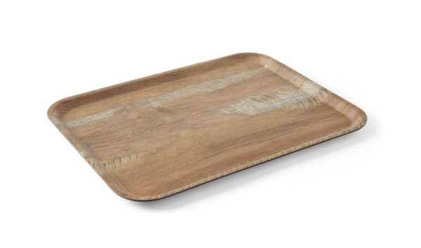 Hendi Serviertablett aus Melamin mit Holzoptik, 370 mm, Holz, 508947