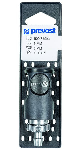 Prevost Kupplung Iso C für Schlauchanschluss + Ohrklemme auf Lochplatten, für Schlauch mit Innen-Ø= 16 mm, Ohrklemme= 2225, CSI 081816CP