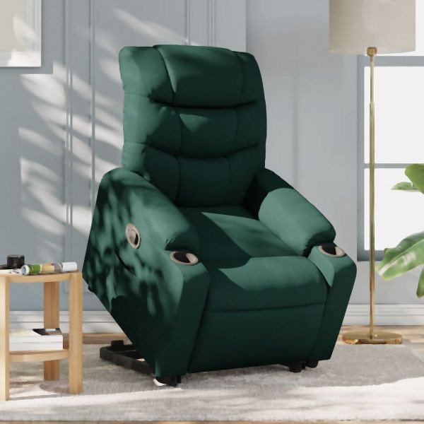 vidaXL Relaxsessel mit Aufstehhilfe Dunkelgrün Stoff, 3206651