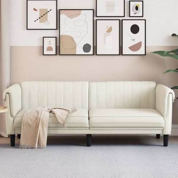 vidaXL Sofa 3-Sitzer Creme Samt, Top-Qualität, Sperrholz, 372592