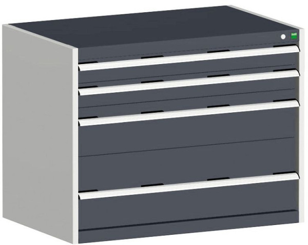 bott cubio Schubladenschrank bestückt mit 4 Schwerlastschubladen BxTxH: 1050 x 750 x 800 mm, RAL 7035/7016, 40029008.19V