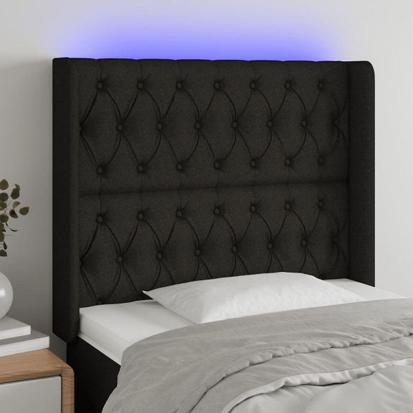 vidaXL LED Kopfteil Schwarz 93x16x118/128 cm Stoff, 3124368