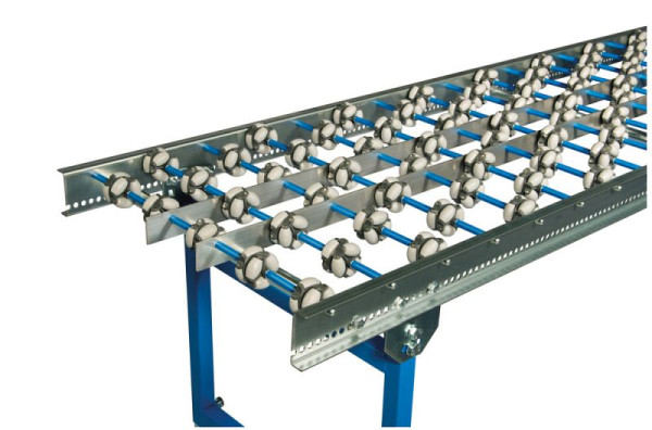 Torwegge Röllchenbahn mit Allwegröllchen, Rahmen U-Profil 20/70/20 x 2 mm, Bahnlänge 1000 mm, Teilung 75 mm, Nutzbreite 800 mm, 0051833