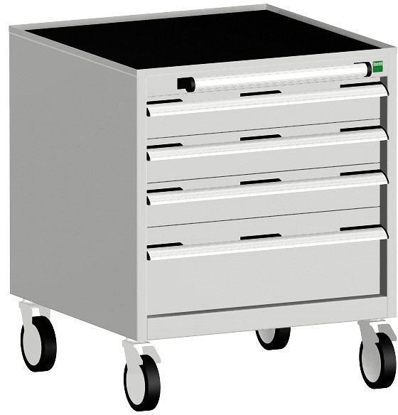 bott cubio Schubladenschrank mobil bestückt mit 4 Schubladen BxTxH: 650 x 650 x 780 mm, RAL 7035, 40402023.16V