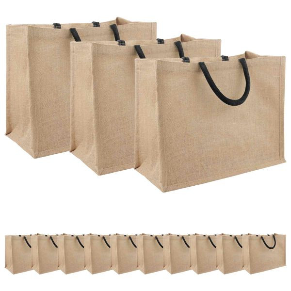 vidaXL Jute-Handtaschen 50-teilig Natürlich und Schwarz 42 x 33 x 19 cm, 42012283