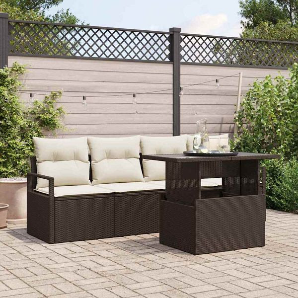 vidaXL Garten-Sofa-Set mit Speicher 5-teilig Braun Poly-Rattan, 3357461