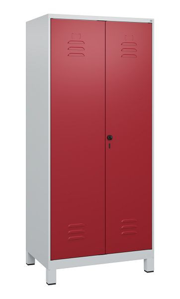 C+P Umkleidespind Classic PLUS SW, Füße, 2 Abteile, 1800x800x500mm, 7035/3003, Drehriegel, 0800127-22 S10001