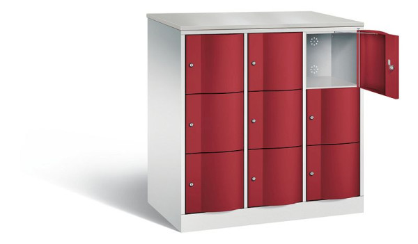 C+P XL-Schließfachschrank Resisto, H1255xB1148xT640mm, Farbe: Lichtgrau / Rubinrot, 8573-373 S10149