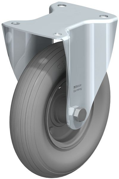 Blickle B-P 200R-SG Stahlblech-Bockrolle, mittelschwere Ausführung, mit Anschraubplatte, Luftreifen, Grau, 73072