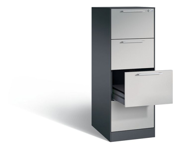 C+P Karteischrank Asisto, H1310xB440xT600mm, Farbe: Schwarzgrau / Weißaluminium, Bügelgriff, 146225-421 S10023