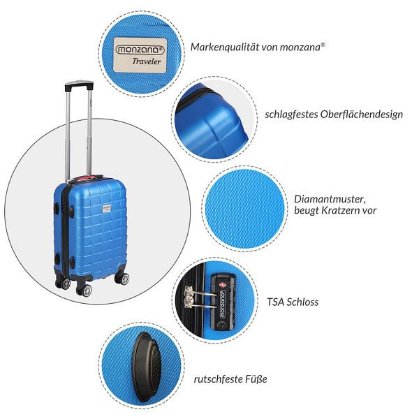 monzana Hartschalenkoffer Exopack Blau M ABS 41L, 107197