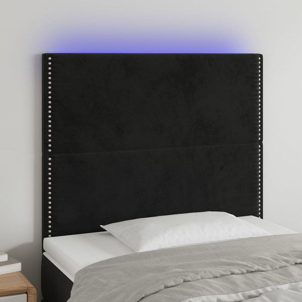 vidaXL LED Kopfteil Schwarz 90x5x118/128 cm Samt, 3122322