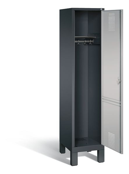 C+P Garderobenschrank Evolo, H1850xB420xT500mm, Farbe: Schwarzgrau / Weißaluminium, 48010-12 S10078