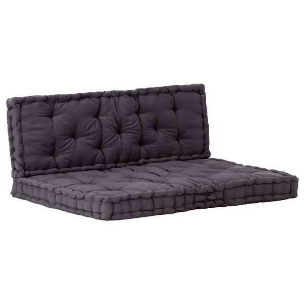 vidaXL Palettenauflagen 2 Stück Baumwolle Schwarz, 3053634