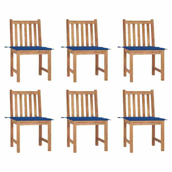 vidaXL Gartenstühle 6 Stück mit Kissen Massivholz Teak, 3073125