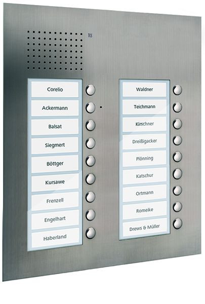 TCS Audio Außenstation Serie PUK 18 Klingeltasten (rechtsbündig), 2-spaltig, UP Edelstahl, PUK18/2-ES