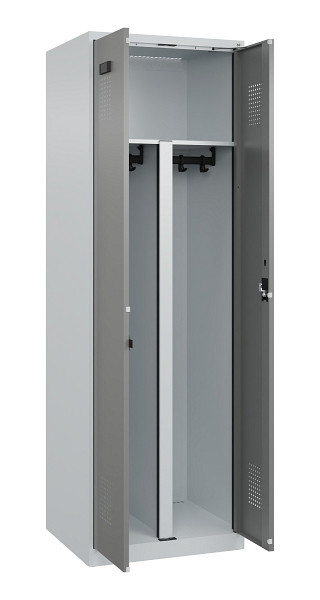 C+P PSA Schwarz-Weiß-Spind Evolo PLUS, 2 Abteile, 1850x600x500mm, 7035/0004, Zylinderschloss, 049002-20P S10041