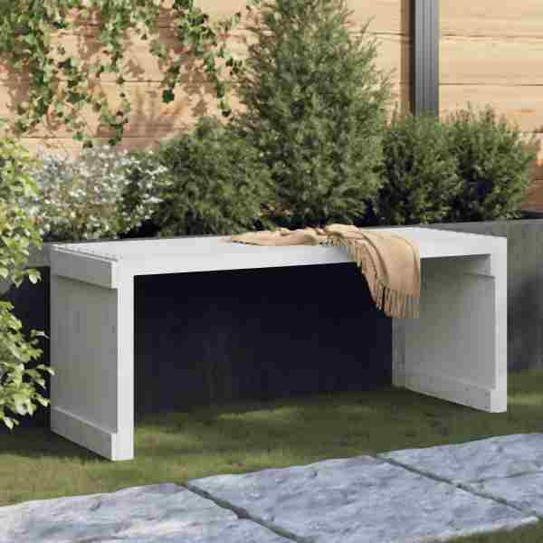 vidaXL Gartenbank Ausziehbar Weiß 212,5x40,5x45 cm Massivholz Kiefer, 832526