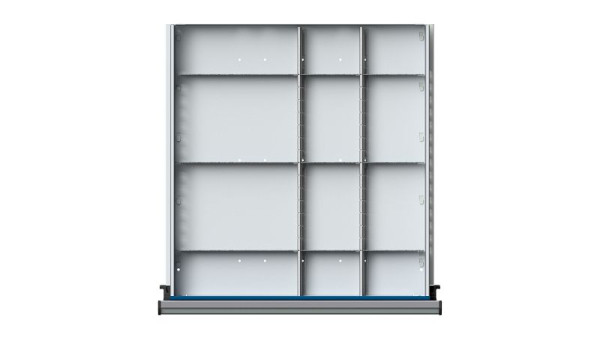 Ulmia Schubladeneinteilungsmaterial, Serie V + T (BL), 1/2-1/4 Teilung für Schublade, 138 mm, 901.915, 4014641061609