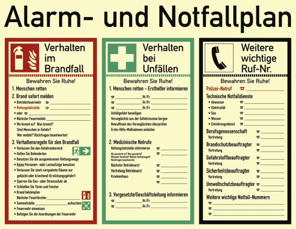 Moedel Alarm- und Notfallplan ISO 7010, Kunststoff, langnachleuchtend, 620x480 mm, 57279