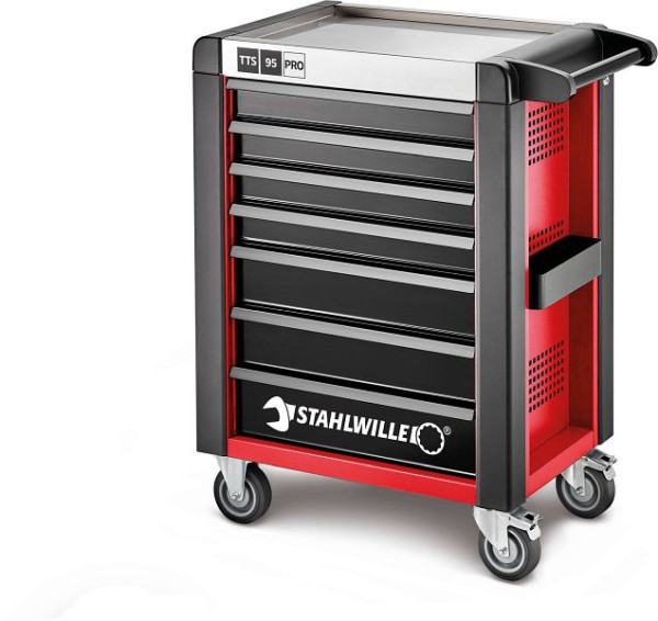 STAHLWILLE Werkstattwagen 95/7 PRO 7 Schub, Länge 496 x 827 x 1020 mm rot, RAL 3020; schwarz RAL 9005, 81200165