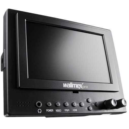 Walimex pro LCD Monitor Cineast I 12,7 cm 5 Zoll Video-DSLR Full HD, Sonnenblende, Akkuhalter, Netzgerät, Akku, 1018682