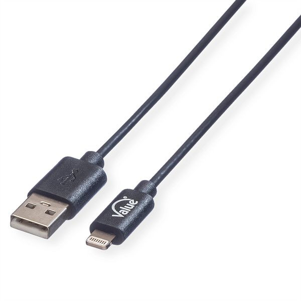 VALUE USB 2.0 Sync- & Ladekabel für Apple Geräte mit Lightning Connector, 0,15 m, 11.99.8326