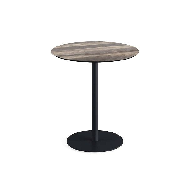 Feros Urban Terrassentisch Schwarz gestell + Tropical Wood HPL Ø70 cm, 130011270
