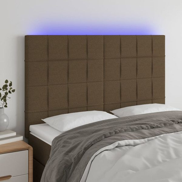 vidaXL LED Kopfteil Dunkelbraun 144x5x118/128 cm Stoff, 3122425