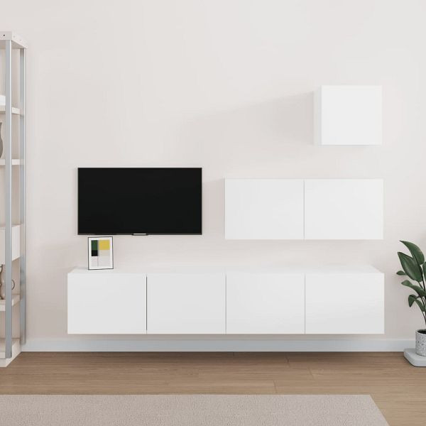 vidaXL 4-tlg. TV-Schrank-Set Weiß Holzwerkstoff, 3114646