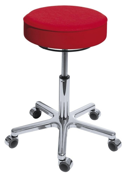 Deskin Drehhocker A-TEC 70, Kunstledersitz feuerrot, Fußkreuz Aluminium mit Rollen, 260271