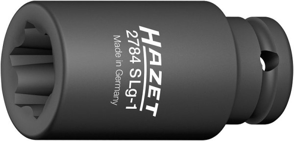 Hazet Schlag-, Maschinenschrauber Steckschlüsseleinsatz, mit Sonderprofil, Vierkant hohl 12,5 mm, Rillenprofil, 39 mm, Extra lang, 2784SLG-1