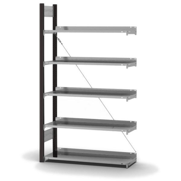 hofe Anbauregal, zerlegt, 5 Böden 1750 x 300 x 1000 mm, verzinkt Stützprofile - anthrazitgrau/RAL 7016, HAA17310EX