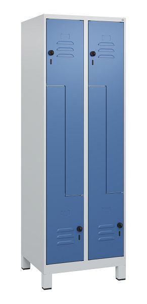 C+P Z-Spind Classic PLUS, Füße, 4 Abteile, 1800x600x500mm, 7035/5023, Drehriegel, 0800137-204 S10005