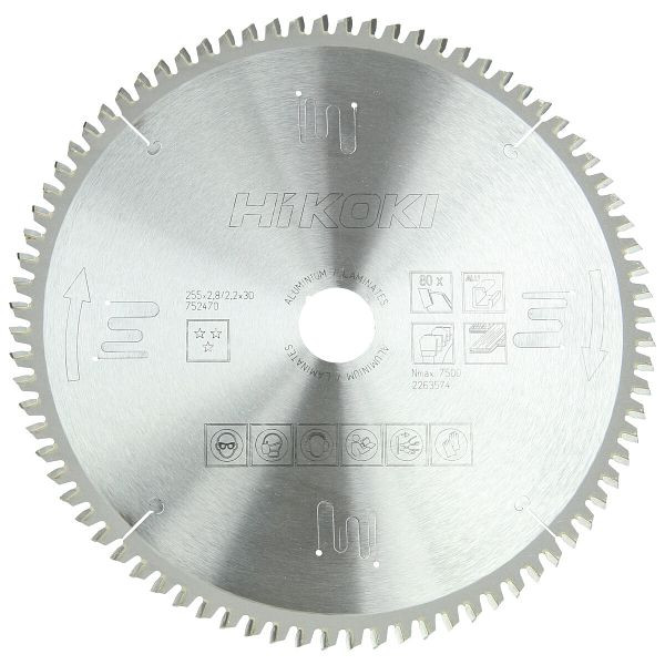 HiKOKI TCT Kreissägeblatt Laminat Aluminium 255x30 Z60 Trapez- / Flachzahn, 752469
