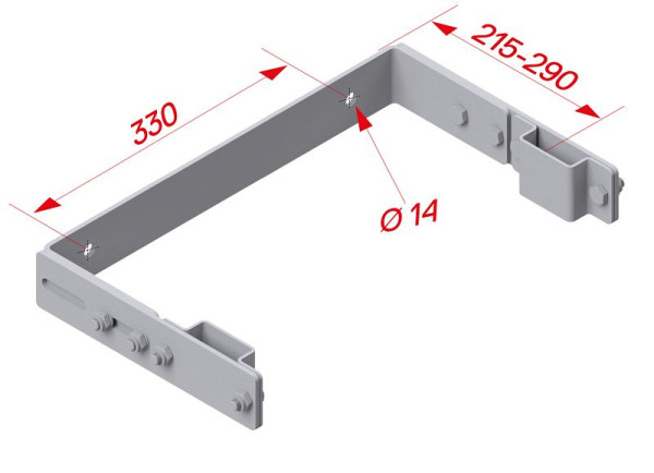 HYMER Wandhalter U-Form verstellbar, Stahl feuerverzinkt, Verstellbereich 215-290 mm, 55661