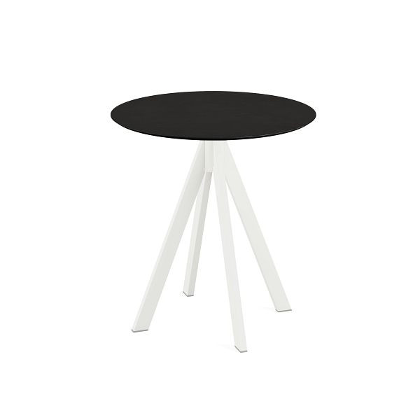 Feros Infinity Terrassentisch Weiß frame + Schwarz HPL Tischplatte Ø70 cm, 120021070