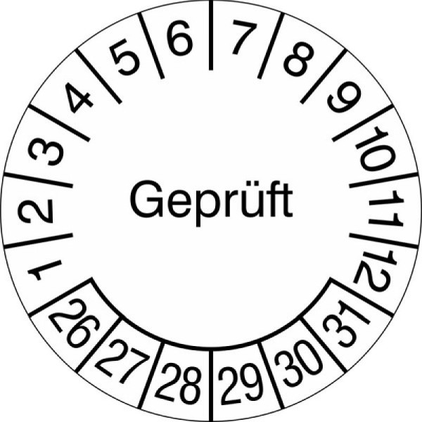 Stein HGS Prüfplaketten mit Jahresfarbe (6 Jahre), Ø 20 mm, 2026-2031, 31.c7018-26