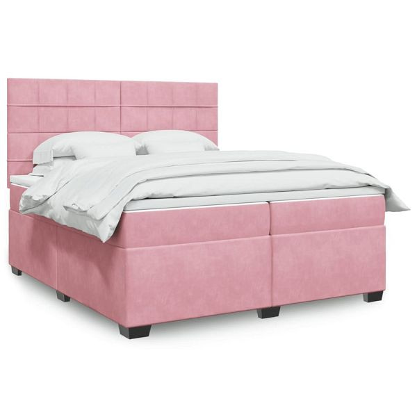 vidaXL Boxspringbett mit Matratze Rosa 200x200 cm Samt, 3293307