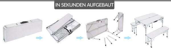 casaria Campingsitzgruppe 3-tlg Weiß Alu klappbar, 108135